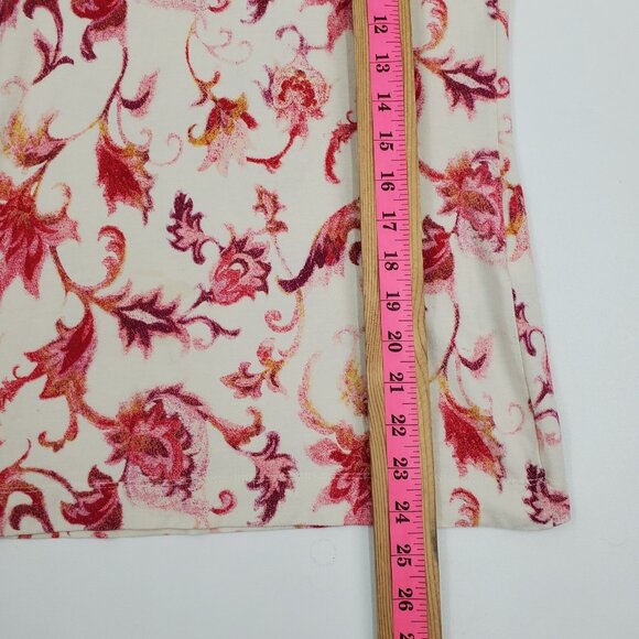Chico's Womens Floral Layering Tee T-Shirt‎ Size 0 Small Long Sleeve Pink White - Picture 14 of 14